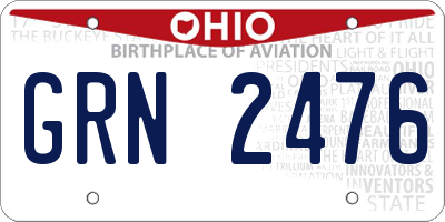OH license plate GRN2476