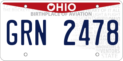 OH license plate GRN2478