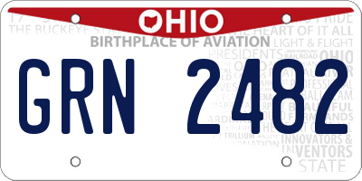 OH license plate GRN2482