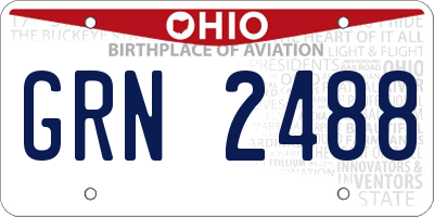 OH license plate GRN2488