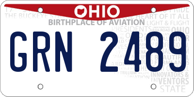 OH license plate GRN2489