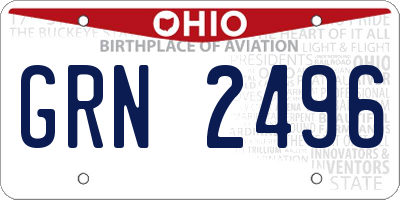 OH license plate GRN2496