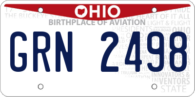 OH license plate GRN2498