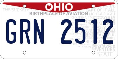 OH license plate GRN2512