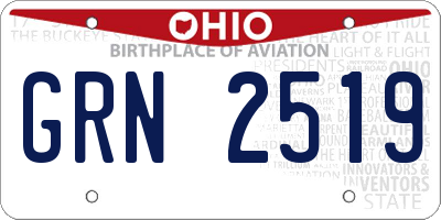 OH license plate GRN2519
