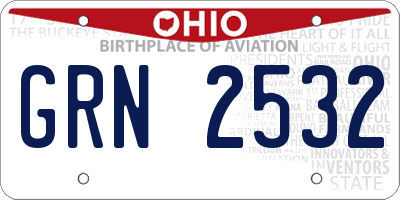 OH license plate GRN2532