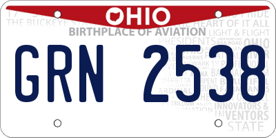 OH license plate GRN2538