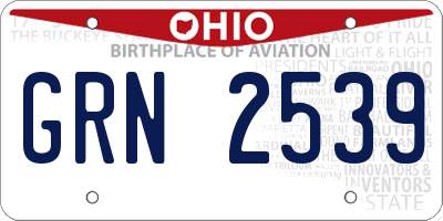 OH license plate GRN2539
