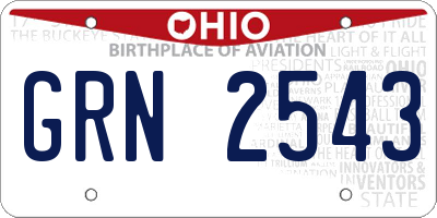 OH license plate GRN2543