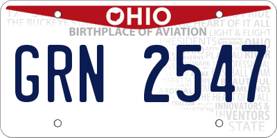 OH license plate GRN2547