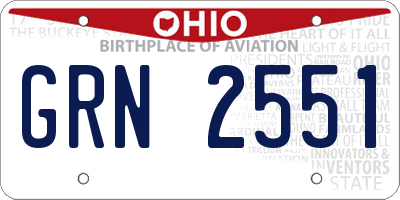 OH license plate GRN2551