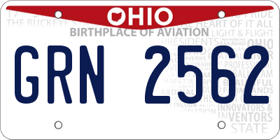 OH license plate GRN2562