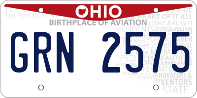 OH license plate GRN2575