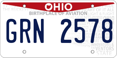 OH license plate GRN2578