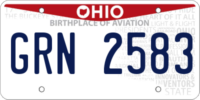 OH license plate GRN2583