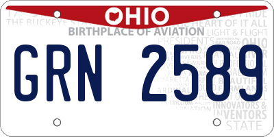 OH license plate GRN2589