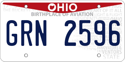 OH license plate GRN2596