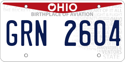 OH license plate GRN2604