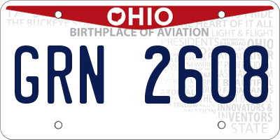 OH license plate GRN2608
