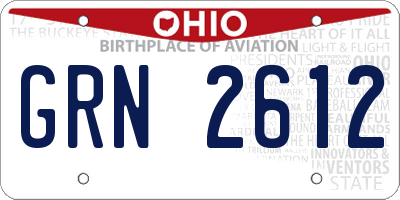 OH license plate GRN2612
