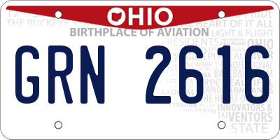 OH license plate GRN2616