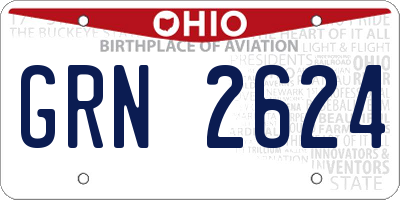OH license plate GRN2624