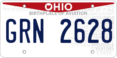 OH license plate GRN2628