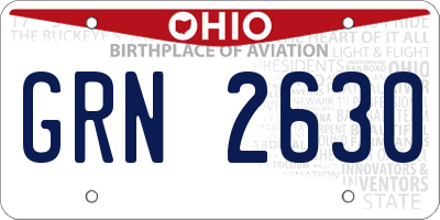 OH license plate GRN2630