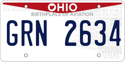 OH license plate GRN2634