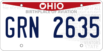 OH license plate GRN2635