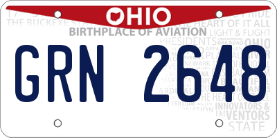 OH license plate GRN2648