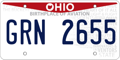 OH license plate GRN2655