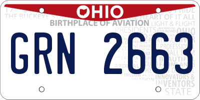 OH license plate GRN2663