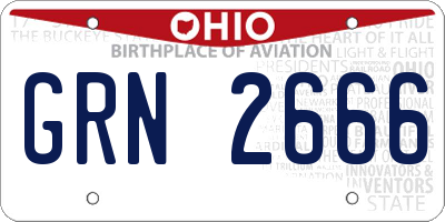 OH license plate GRN2666