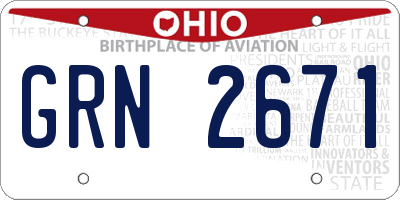 OH license plate GRN2671