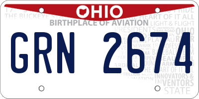 OH license plate GRN2674