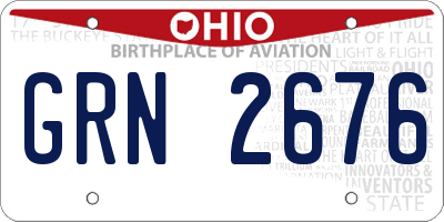 OH license plate GRN2676