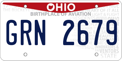 OH license plate GRN2679