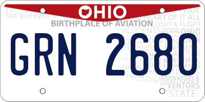 OH license plate GRN2680