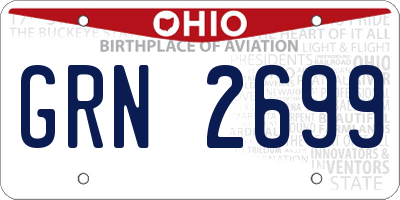 OH license plate GRN2699