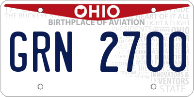 OH license plate GRN2700
