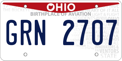 OH license plate GRN2707