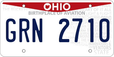 OH license plate GRN2710