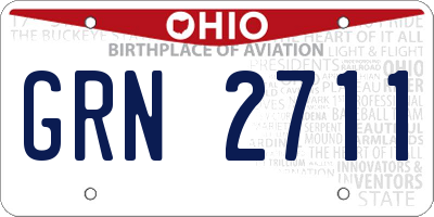 OH license plate GRN2711
