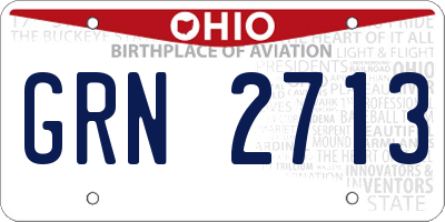 OH license plate GRN2713