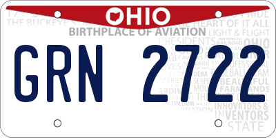 OH license plate GRN2722