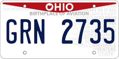 OH license plate GRN2735