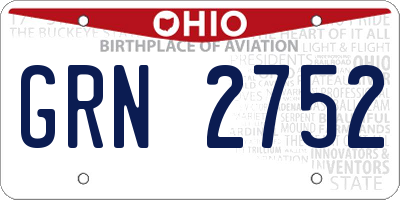 OH license plate GRN2752