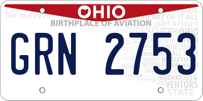 OH license plate GRN2753