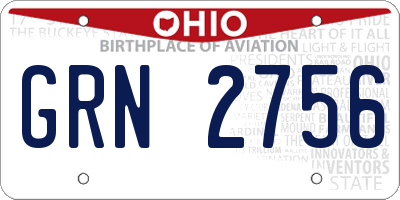 OH license plate GRN2756